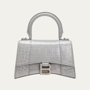 Balenciaga Hourglass Small Crocodile-Embossed Top-Handle Bag